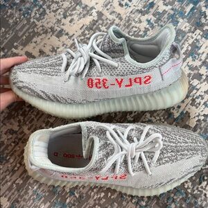 Yeezy Sneakers Gray with Red Accents